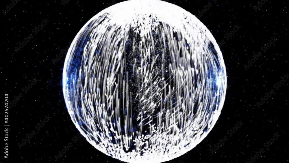 Poster isolated black background. the rotating planet emits cosmic illumination in the moonbeams against th