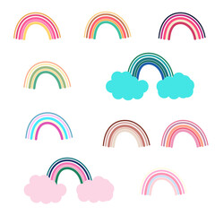 Rainbow in cloud. Vector set