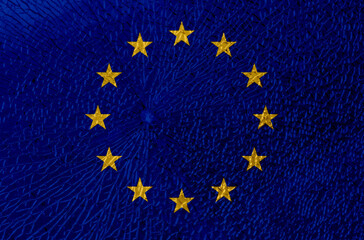 Europaflagge Glasbruchmuster
