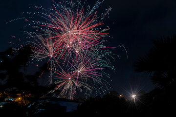 Fireworks celebration for the new year and Christmas in the R&eacute;union island, cultural heritage, France, Tropical Europe.