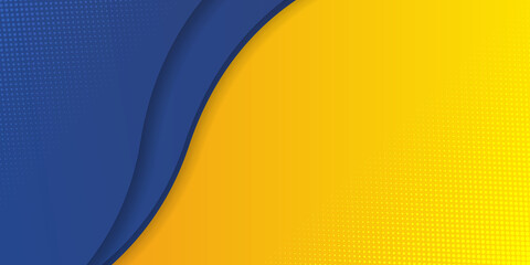 High contrast blue and orange glossy stripes. Abstract tech graphic banner design. Vector corporate background. Tech background. Trendy yellow blue color of 2021 background. 