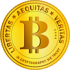 realistic golden bitcoin vector graphics