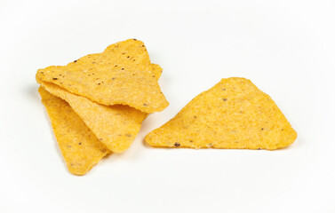 mexican nachos chips isolated on white background