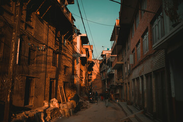 Fototapeta na wymiar Old building street in Nepal.