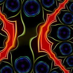 multicolored cooking bowls rim lighting made into unique art images by repeating transformations 3D designs