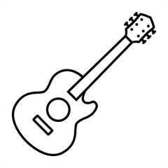 Acoustic guitar illustration. acoustic guitar outline icon design black white.