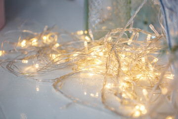 christmas lights on white  background