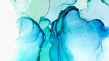 Modern hand painted artwork of abstract transparent alcohol ink background. Art for design