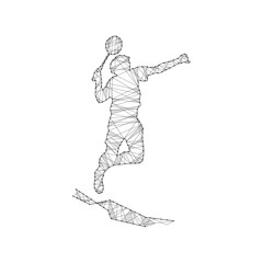 Particles line art and dot badminton player design vector