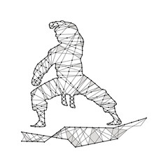 Particles line art and dot martial art man design vector
