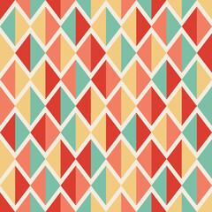 Modern seamless background. Mid-century abstract geometric pattern. Vintage decorative ornament with simple shapes in retro colors. Mid century pattern for covers, web design, cards, background.
