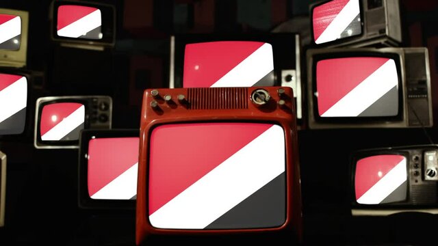 Flag of The Principality of Sealand (Micronation) and Vintage Televisions. 