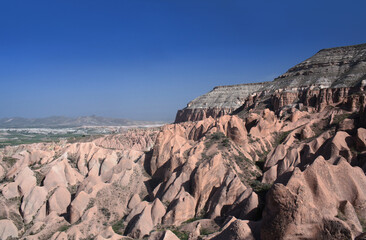Fototapeta na wymiar Unique geological formations in Red Valley, Cappadocia, Turkey