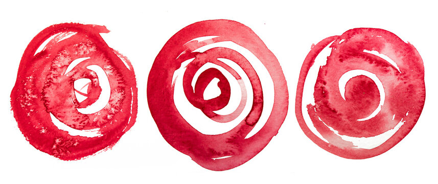 rote Kringel miit Aquarellfarbe
