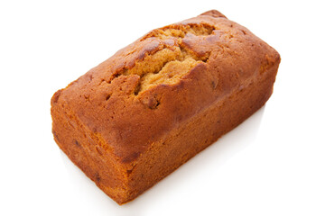 Plum cake on white background.
