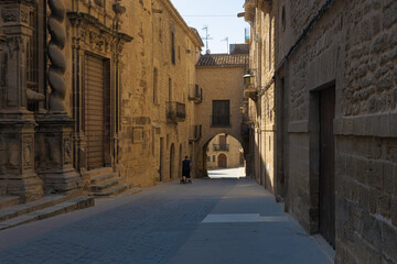 View of the street from the Church of the historic center of Calaceite, Teruel, Spain