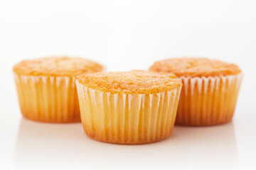 muffins on white background.