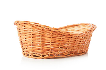 Wooden basket on white background