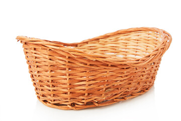 Wooden basket on white background