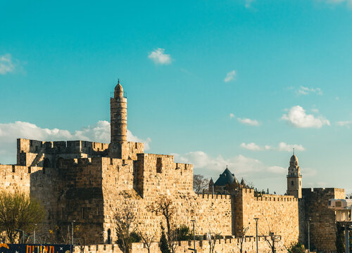Panorama of the Tower of David shot from outside Old Jerusalem