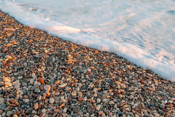 Macro shots, Beautiful nature scene. Pebbles on a Beach