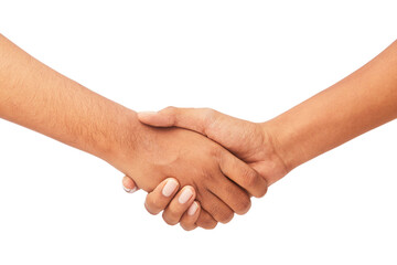 Firm handshake on white background