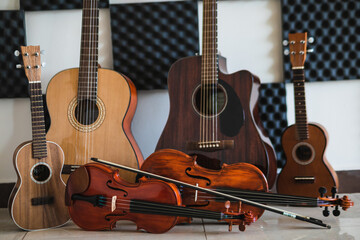Naklejka na ściany i meble Instrumentos musicales para escuela de musica