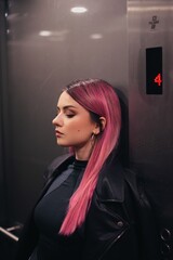 Girl with pink hair