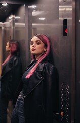 Obraz premium Girl with pink hair