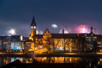 Berlin Germany old city district fireworks show despite ban due to corona virus infection New Year's Eve 2020 - 2021