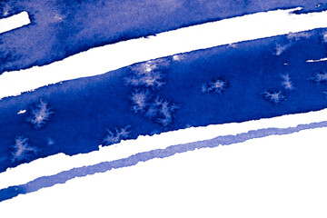 blauer Hintergrund Aquarell mit Salztechnik die wie Sterne oder Schneeflocken aussehen, winterlich,...