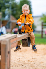 Little Boy Confused on Seesaw Swings