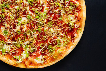 tasty pizza on the black background