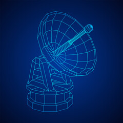 Radar. Directional radio antenna with satellite dish