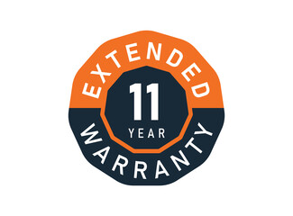 11 year warranty badges isolated on white background. 11 years Extended warranty