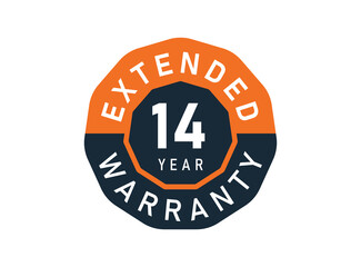 14 year warranty badges isolated on white background. 14 years Extended warranty