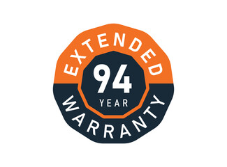 94 year warranty badges isolated on white background. 94 years Extended warranty