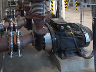 several water pumps and thermally insulated pipes