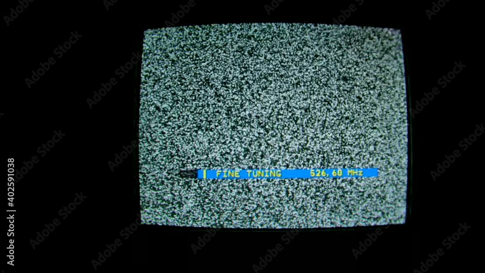 Poster settings menu on an old tv. fine tuning. pixel noise. black and white background. an old fashioned n