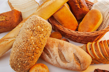 Basket with assorted baking products in studio shot.