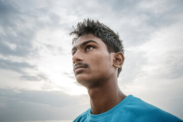 Indian teen boy portrait shot.