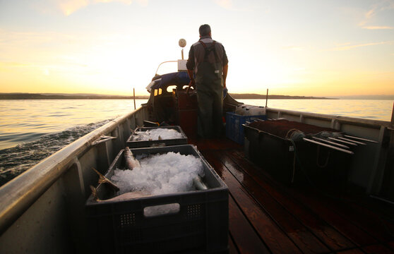 Fischer bein Netze einholen