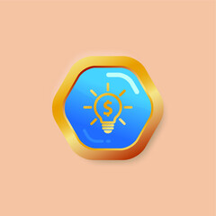 Financial idea line Icon on hexagon gold Internet Button Original Illustration