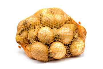 Onion net isolated on white background