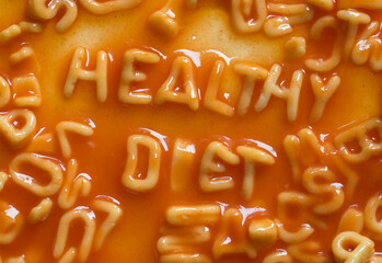 Message spelled out in pasta shapes