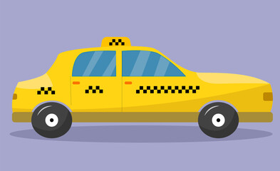 Yellow taxi. Taxi service. Taxi isolated on background. Service, speed. Yellow car. illustration