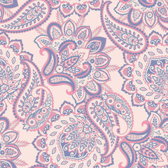 Seamless pattern with paisley ornament. Ornate floral decor. Vector illustration