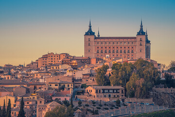 Beautiful winter sunset over the old town of Toledo, Spain