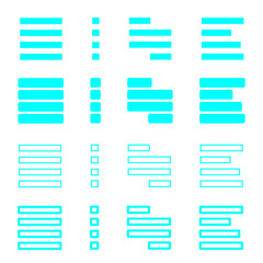 Cyan website hamburger menu set, UI design elements, website navigation icon for apps