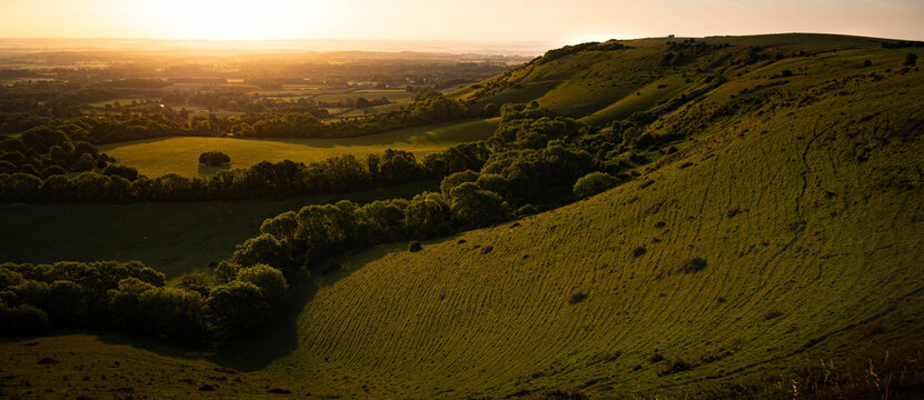 Ditchling Beacon - the view east from the top early on a summer morning